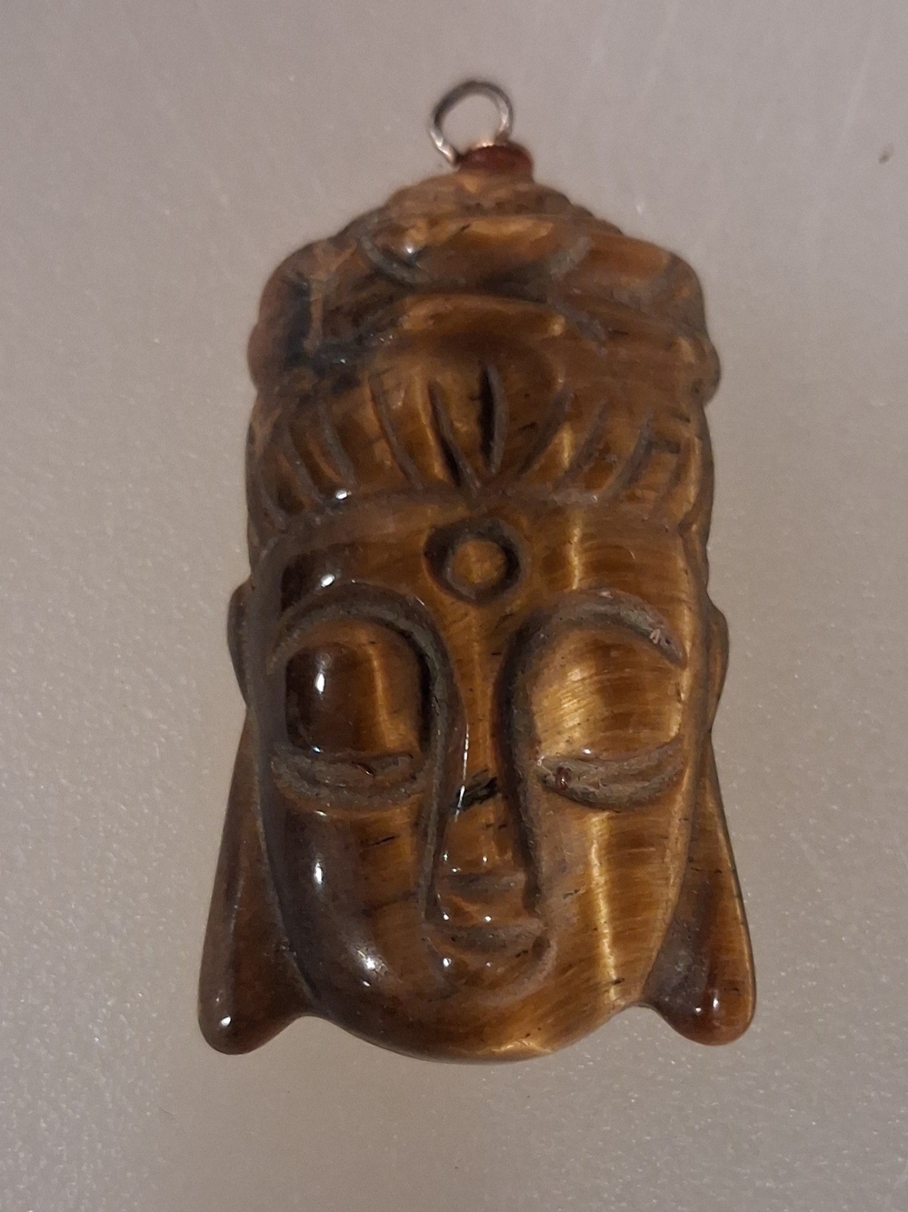Tiger Eye Buddha Pendant Necklace — Brown Spiritual Charm